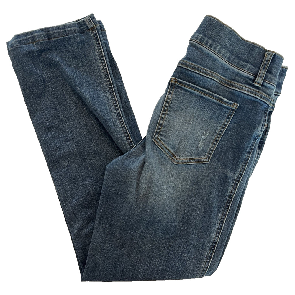 SPANX cropped Straight Jeans Women (S) Blue Medium Wash Stretch Denim Crop LYCRA